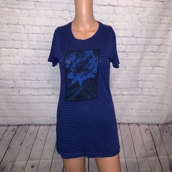 Hurley Tops - Hurley Dark Blue & Black Striped Floral Shirt size M